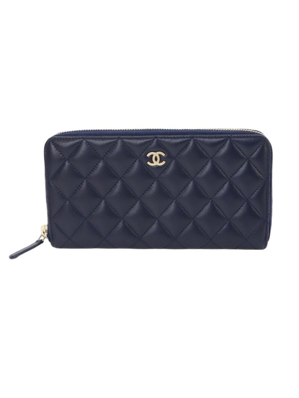 Chanel Quilted Classic Long Zip Wallet Zip Around Lambskin